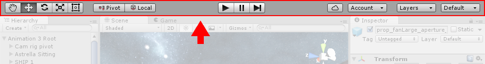 The Toolbar Windows of Unity