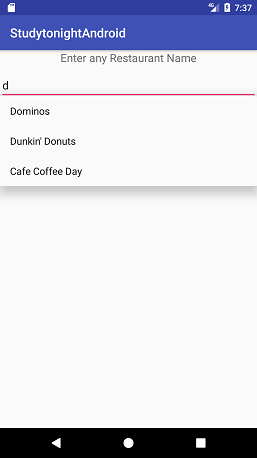 AutoCompleteTextView example in Android App