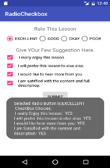 RadioGroup, RadioButton and CheckBox in Android