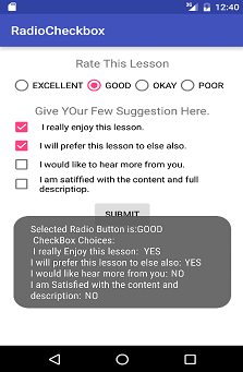 Using RadioGroup, RadioButton and CheckBox in Android
