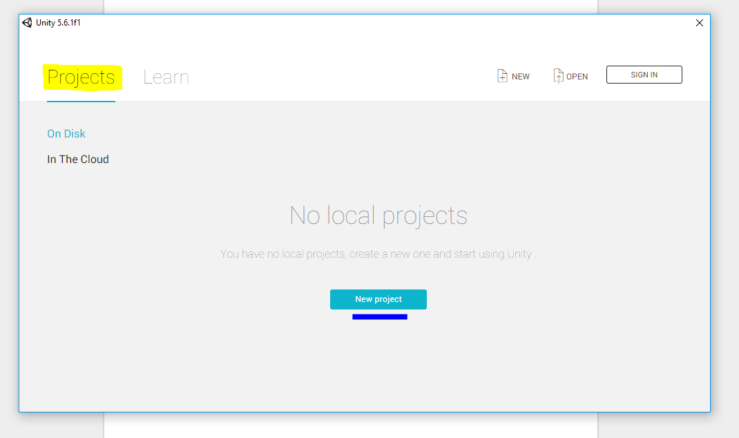 Steps to create project in Unity engine