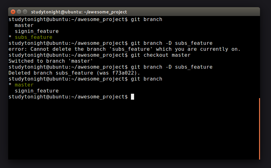 deleting a branch in Git