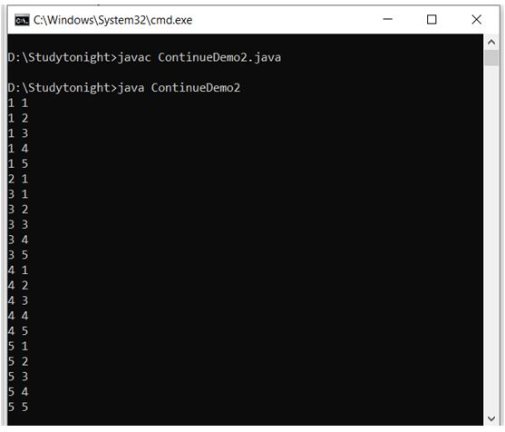 output-of-continue-statement 