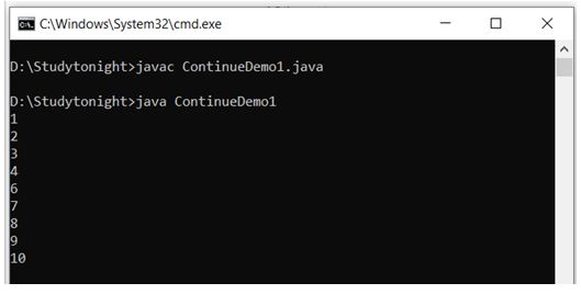 output-of-continue-statement