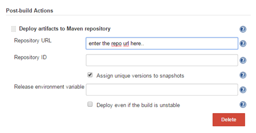 Configuring Post Build activities