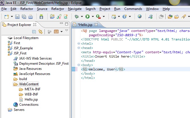 creating a JSP Page in Eclipse