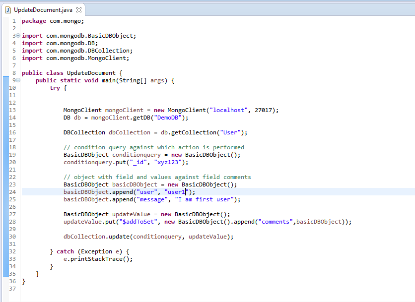 Data Updation in MongoDB