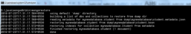 DB restore in mongodb