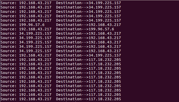 Analyzing Network Traffic uing dpkt library