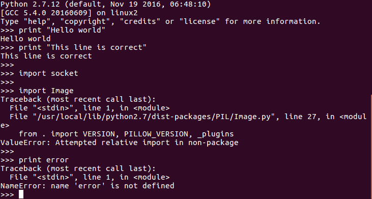 using the Interactive mode of Python