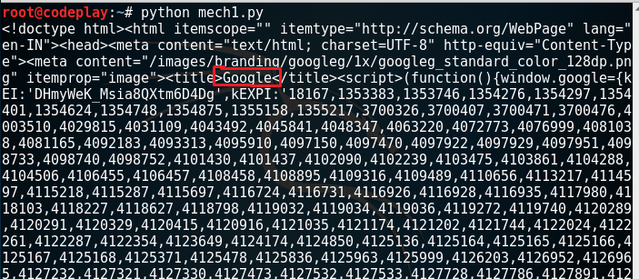 access google.com using mechanize Library