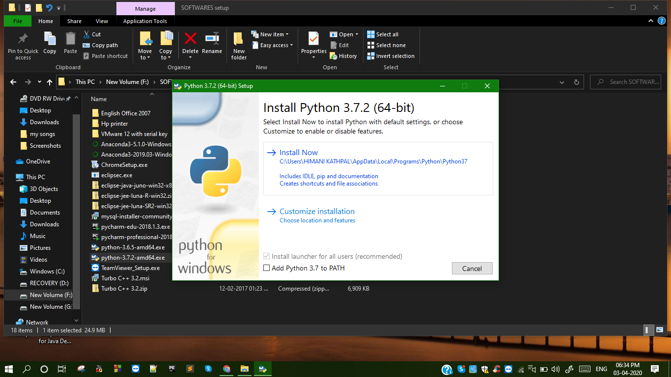 Installing Python steps in windows