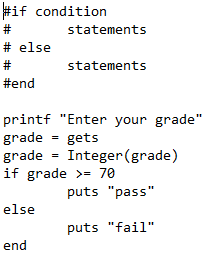 if-else conditional statement example in Ruby