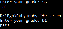 if-else conditional statement example in Ruby