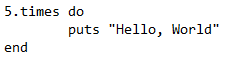Times Iterator example in Ruby
