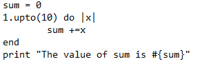 Upto Iterator example in Ruby