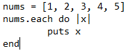 Each loop example in Ruby