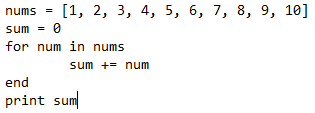 For in loop example in Ruby