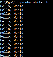 While loop example in Ruby