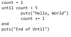 Until loop example in Ruby