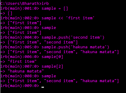Push function in Ruby