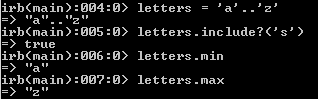 Range methods in ruby - min, max, include?