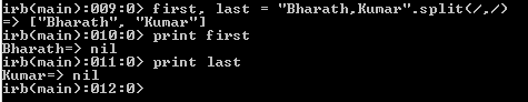 Split method in String data type in Ruby