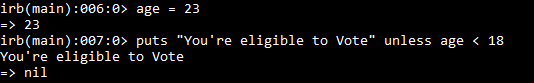 Unless Example in Ruby