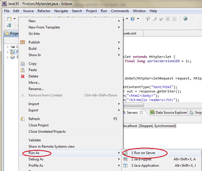 steps to create servlet application in eclipse