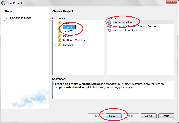 steps to create servlet application in netbeans