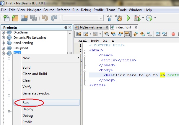 steps to create servlet application in netbeans